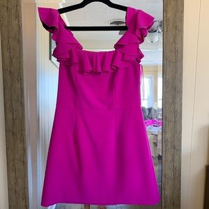Women's Pink Whisper Ruffled Off-the-shoulder Dress